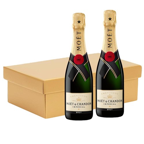Half Bottle Of Moet and Chandon Brut Champagne 37.5cl Twin Hamper Gift Box